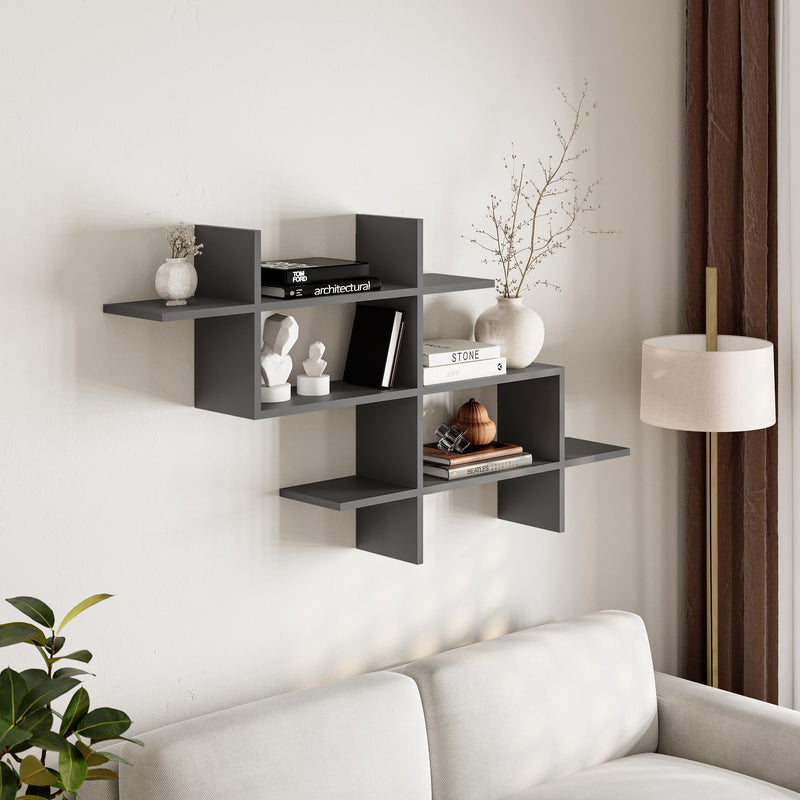 Halic Wall Mounted Modern Bookcase Display Unit W 150cm
