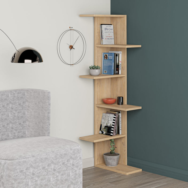 Saso 5-tier Corner Bookcase 141 cm