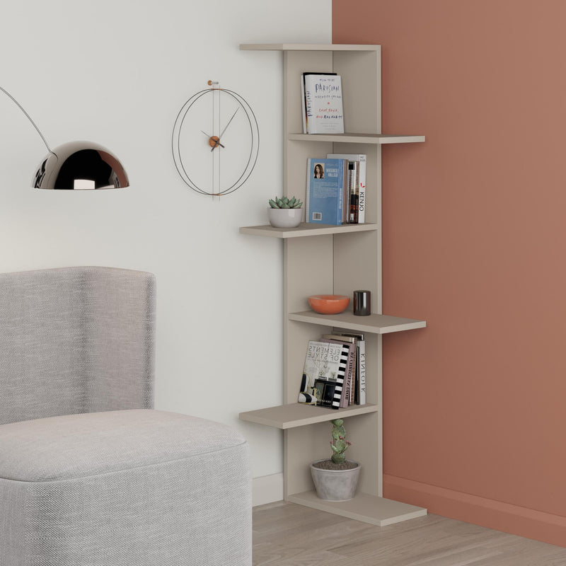 Saso 5-tier Corner Bookcase 141 cm