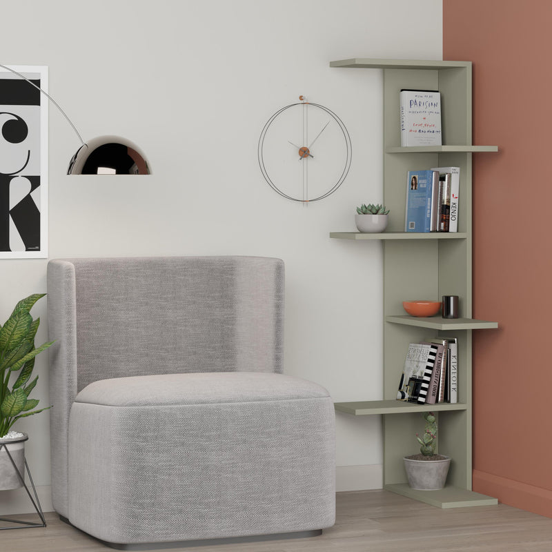 Saso 5-tier Corner Bookcase 141 cm