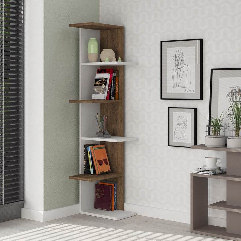 Saso 5-tier Corner Bookcase 141 cm