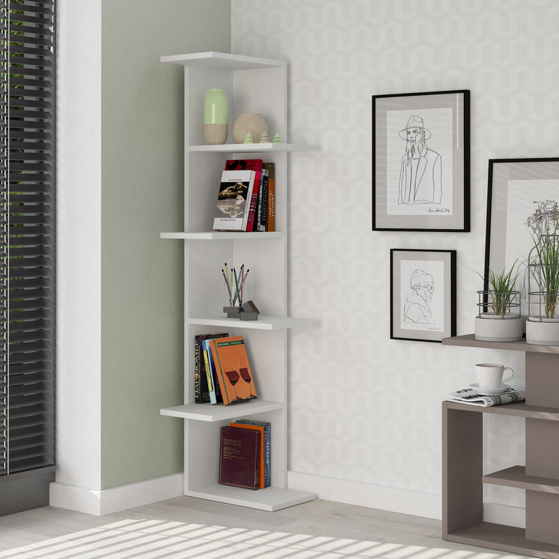 Saso 5-tier Corner Bookcase 141 cm