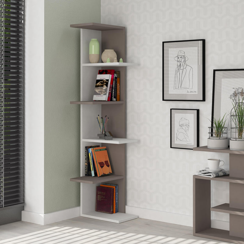 Saso 5-tier Corner Bookcase 141 cm