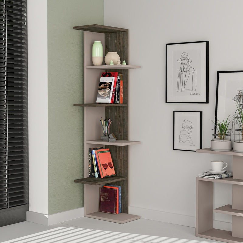 Saso 5-tier Corner Bookcase 141 cm
