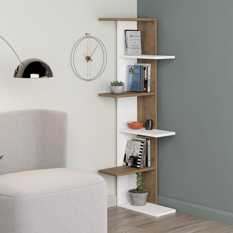 Saso 5-tier Corner Bookcase 141 cm