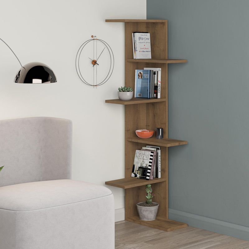 Saso 5-tier Corner Bookcase 141 cm
