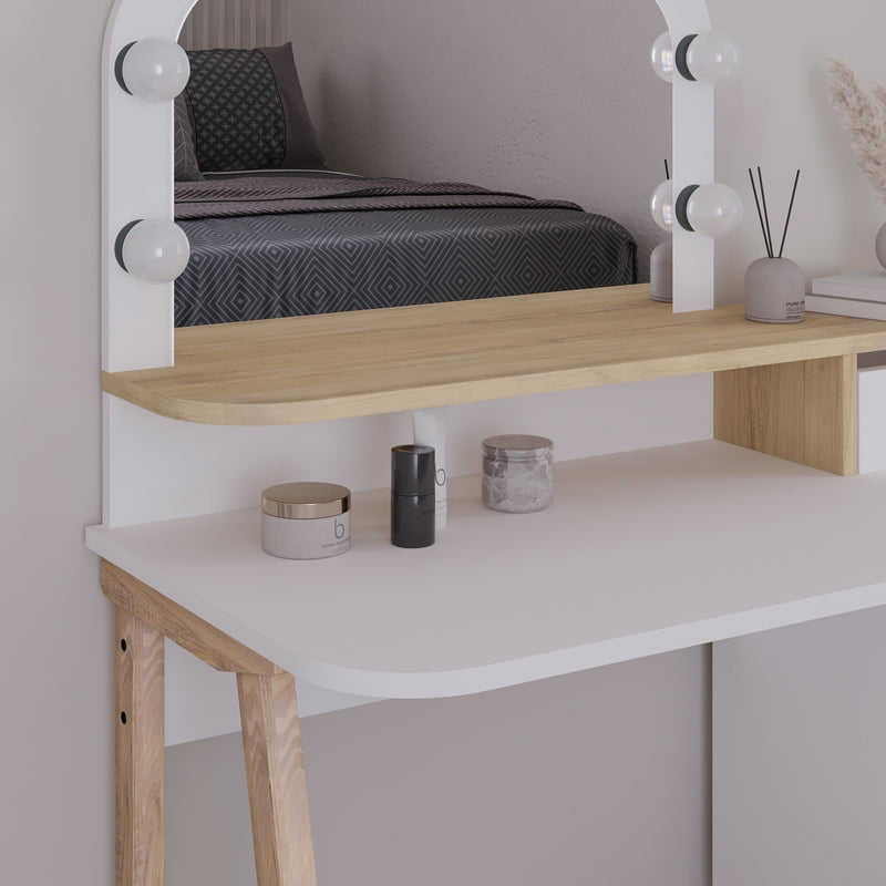 Avien Dressing Table Set – LED Mirror, 3 Drawers & Storage Cabinet
