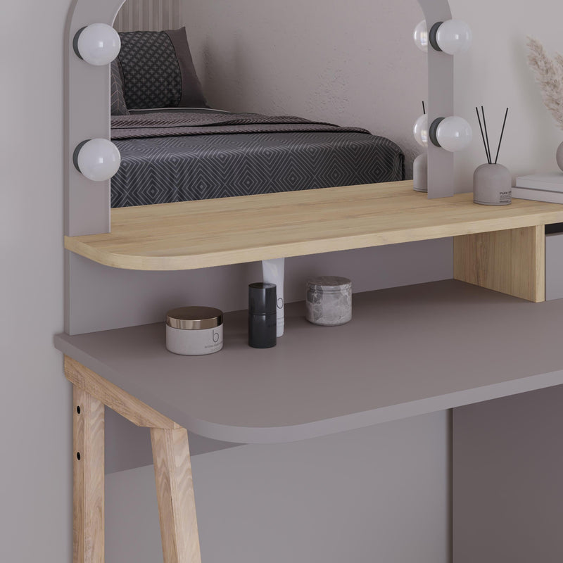 Avien Dressing Table Set – LED Mirror, 3 Drawers & Storage Cabinet