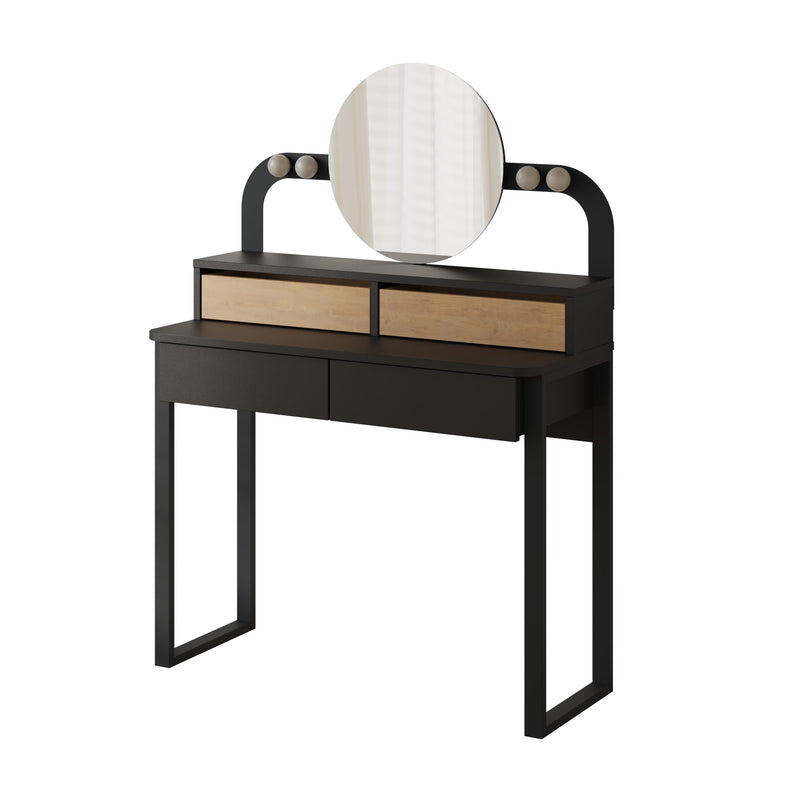 Lora Vanity Table with Round LED Mirror