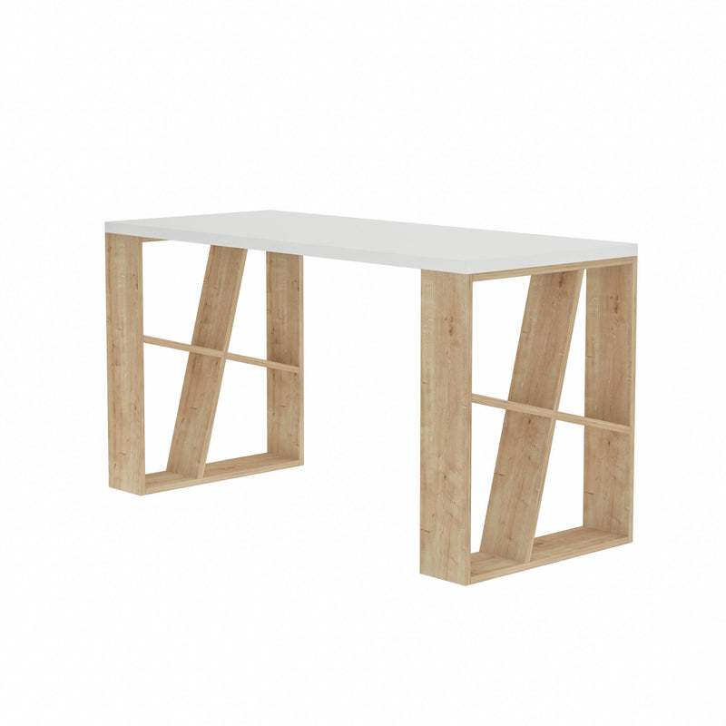 Honey Modern Desk With Bookshelf Legs Width 137cm