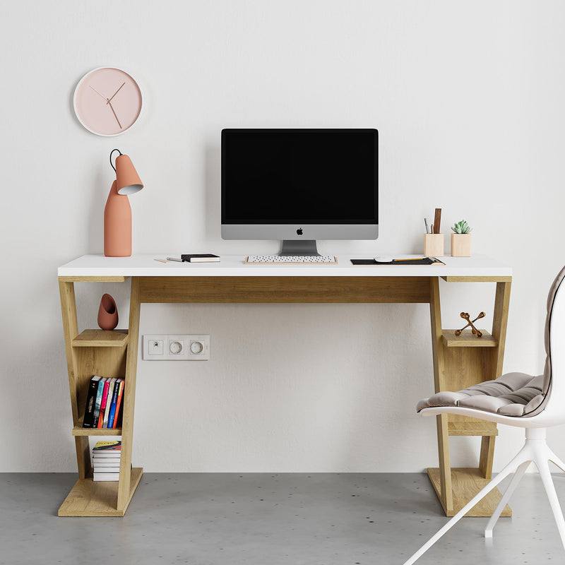 Papillon Modern Desk With Bookshelf Legs Width 137cm