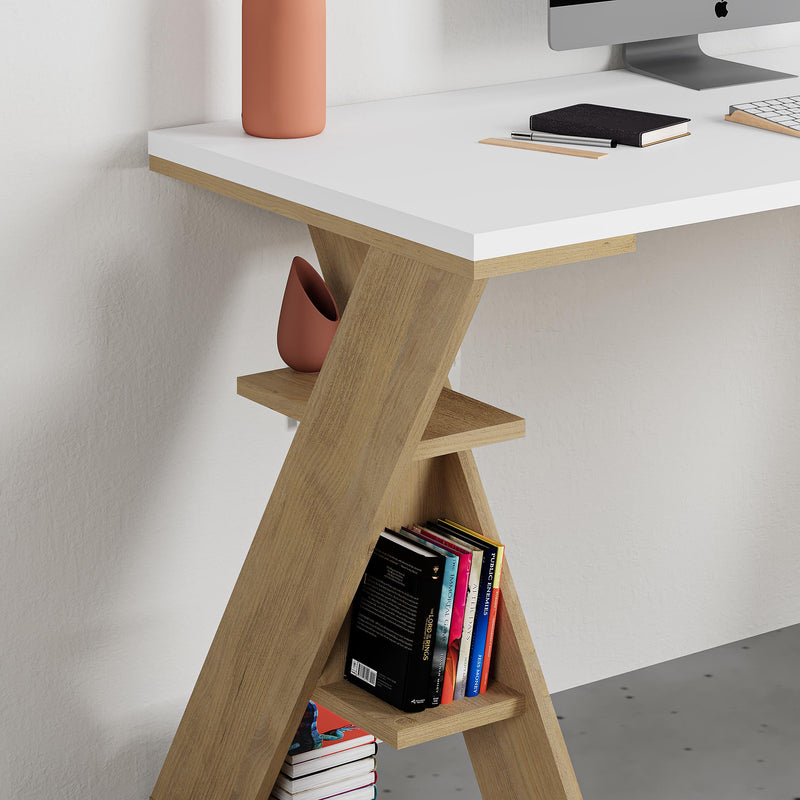 Papillon Modern Desk With Bookshelf Legs Width 137cm