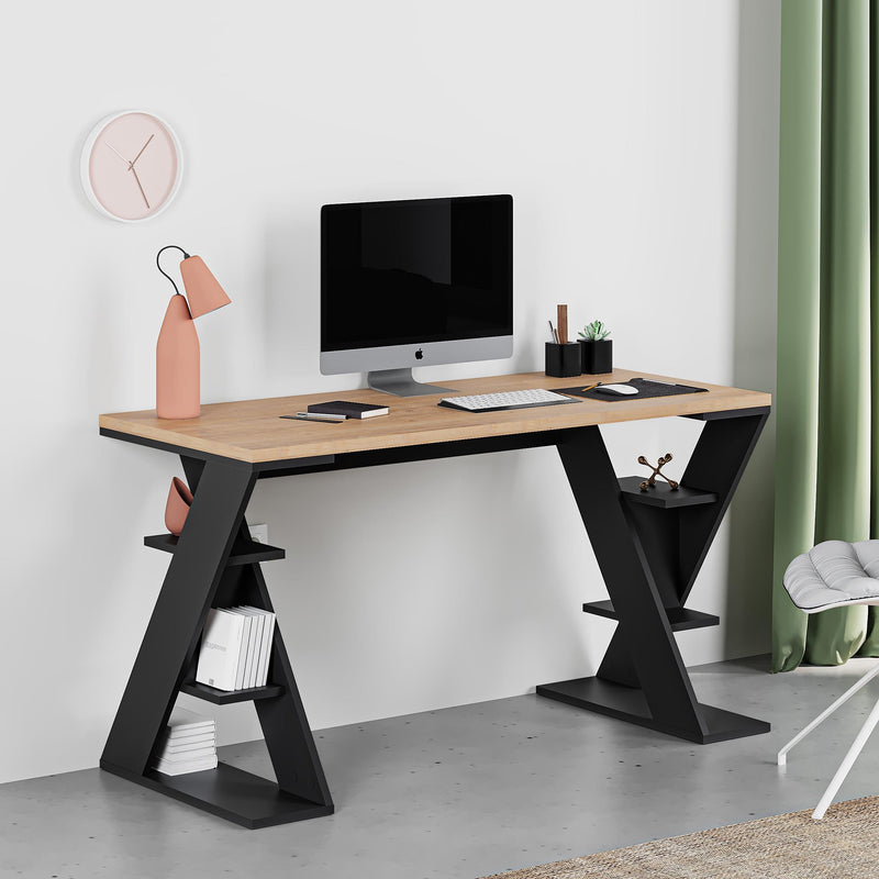 Papillon Modern Desk With Bookshelf Legs Width 137cm