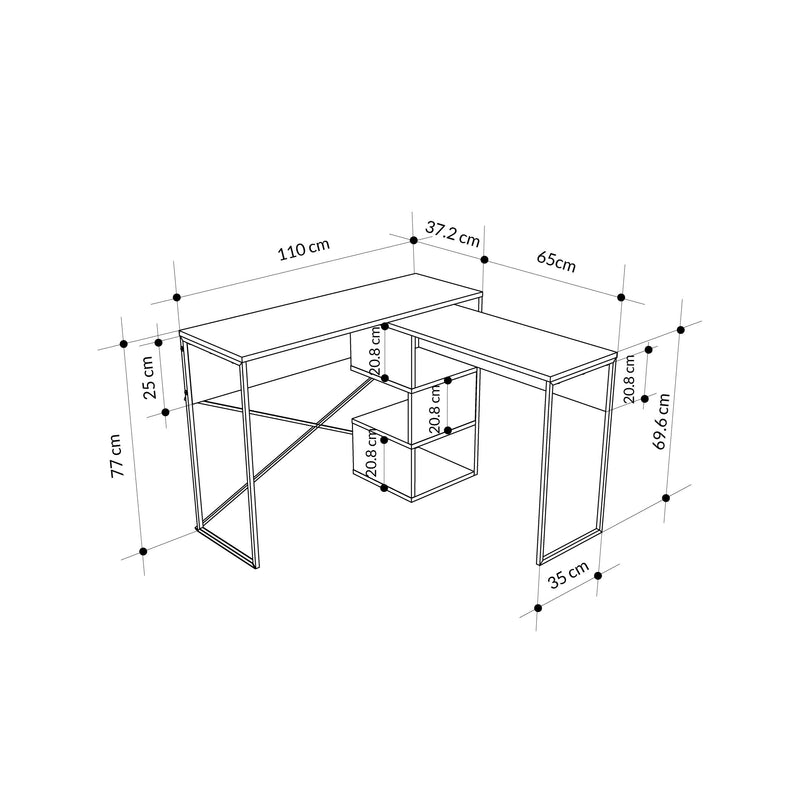 Badau Multi Purpose Working Table – Modern 2-in-1 Desk with Storage for Home Office or Study