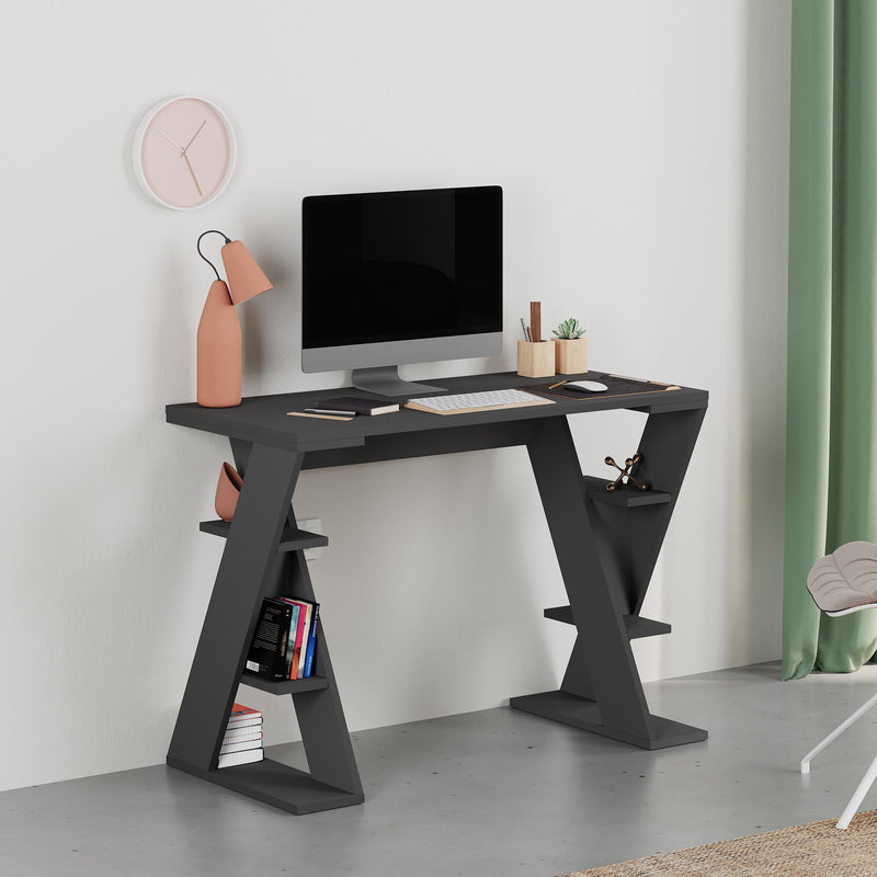 Papillon Modern Study Desk with Shelves - W 106 cm