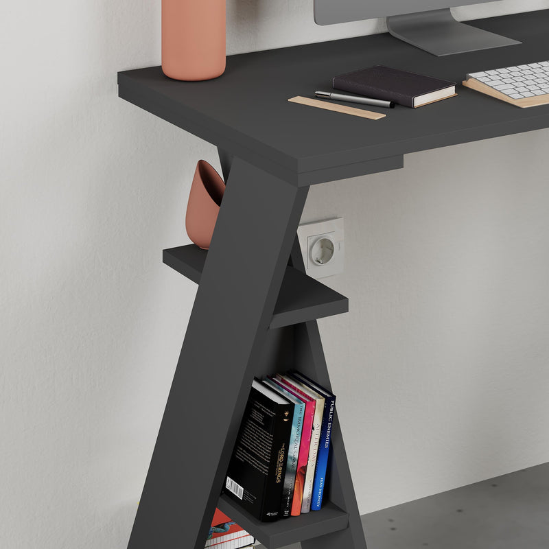 Papillon Modern Study Desk with Shelves - W 106 cm