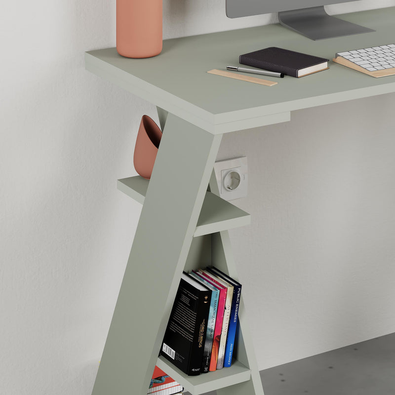 Papillon Modern Study Desk with Shelves - W 106 cm