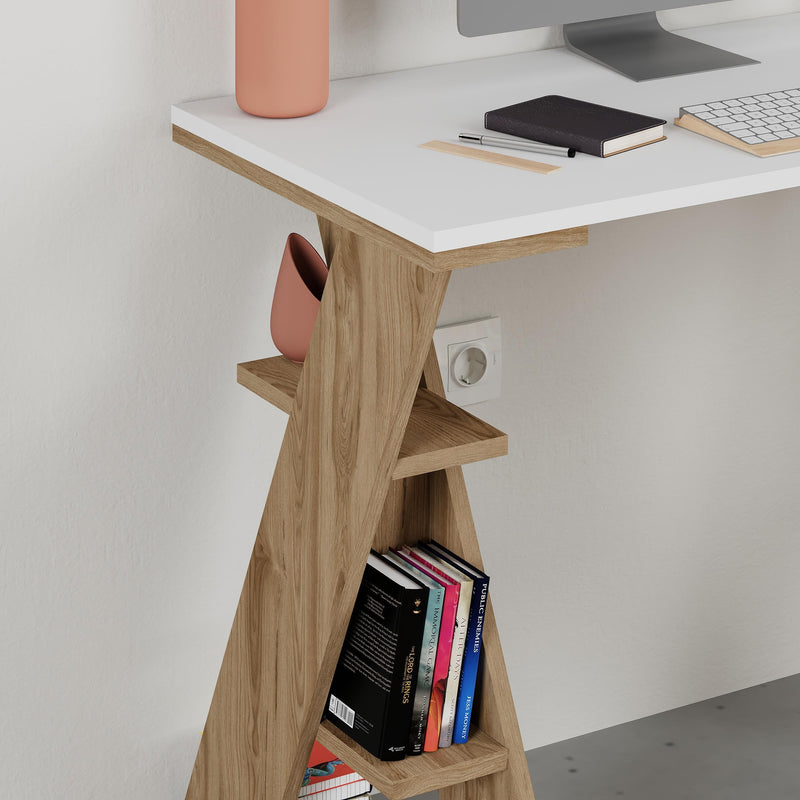 Papillon Modern Study Desk with Shelves - W 106 cm
