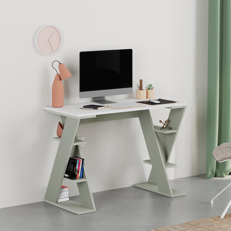 Papillon Modern Study Desk with Shelves - W 106 cm