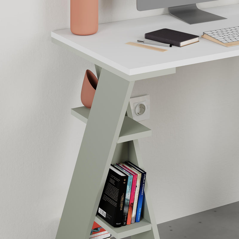Papillon Modern Study Desk with Shelves - W 106 cm