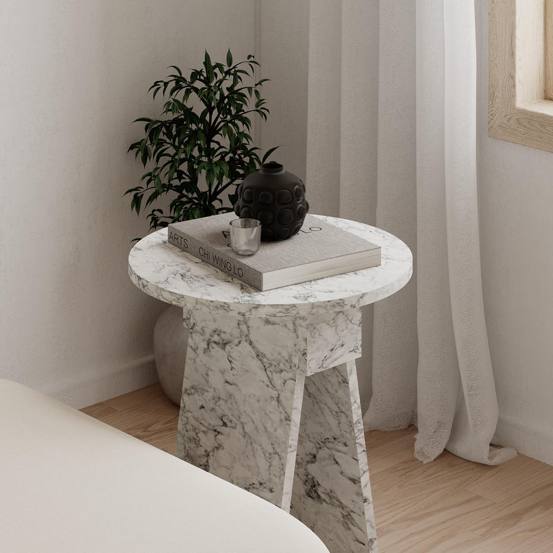 Chen Side Table – Modern Round Accent Table for Living Room, Bedroom or Entryway