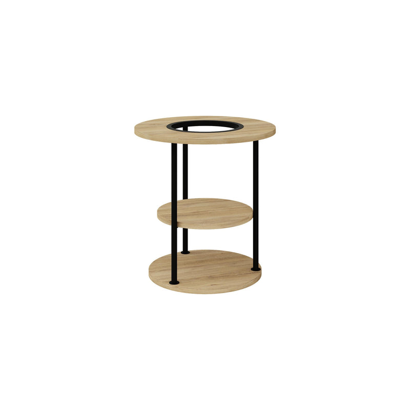 Grova Round Side Table with Shelf