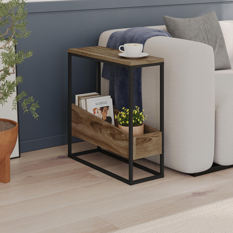 Lido Slim Side Table – Oak & Black