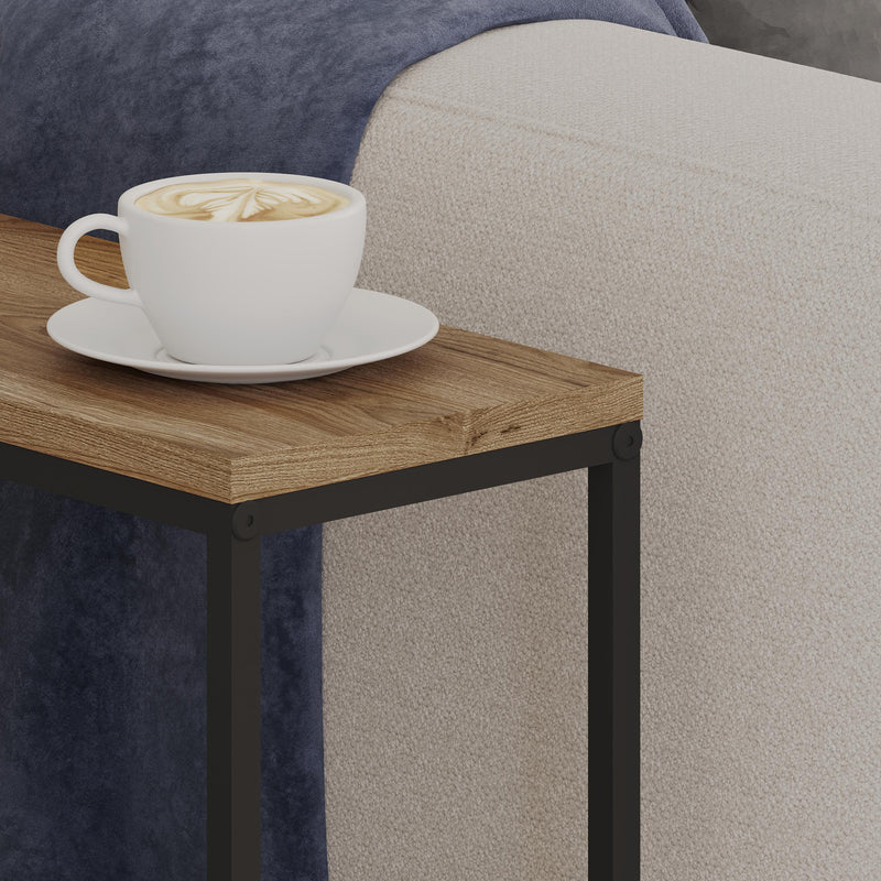 Lido Slim Side Table – Oak & Black