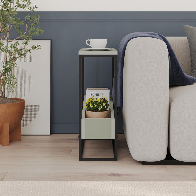 Lido Slim Side Table – Oak & Black