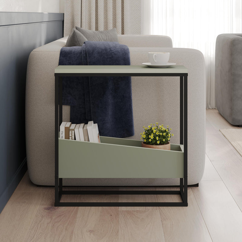Lido Slim Side Table – Oak & Black