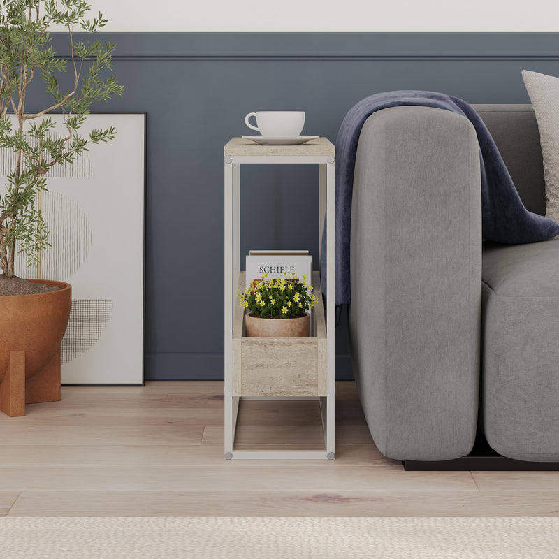 Lido Slim Side Table – Oak & Black