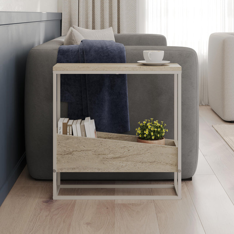 Lido Slim Side Table – Oak & Black