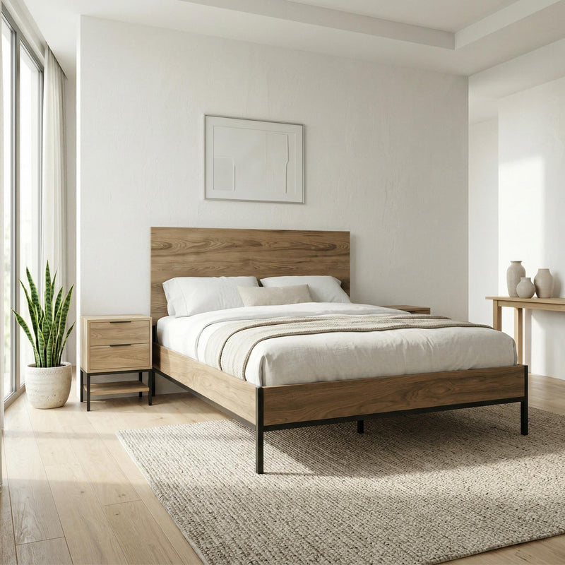 Mars Bed Frame Whiskey Oak Finish L 206.5 cm