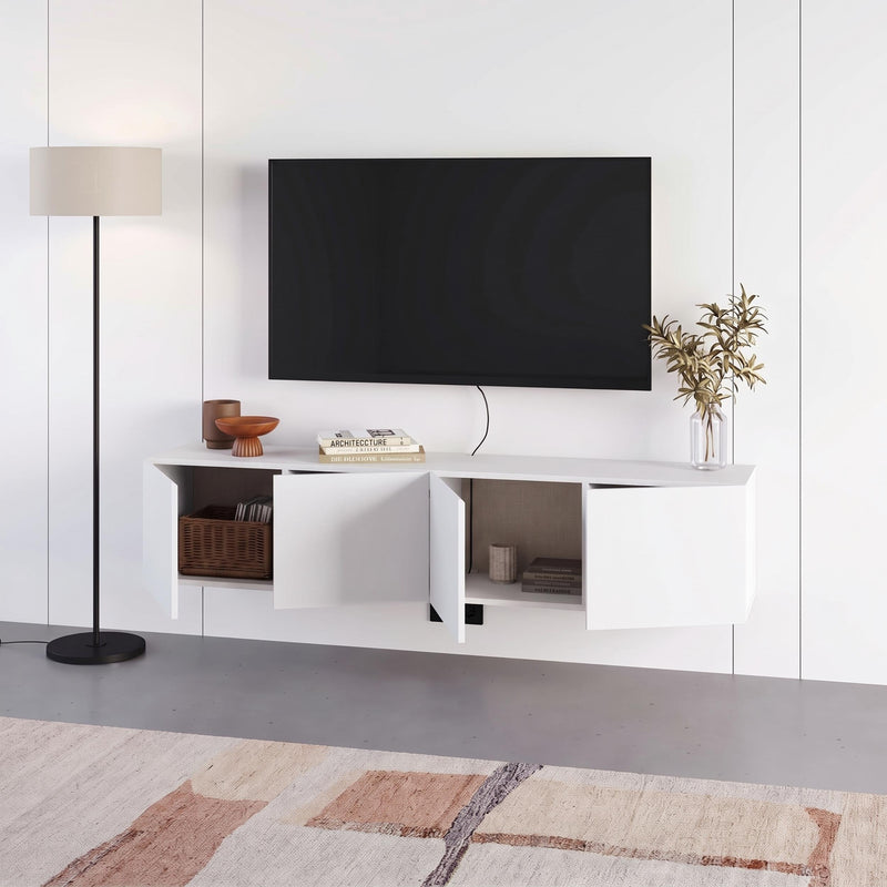 Combe Floating Wall-Mounted TV Unit 180cm (W) Soft-Close 4 Doors