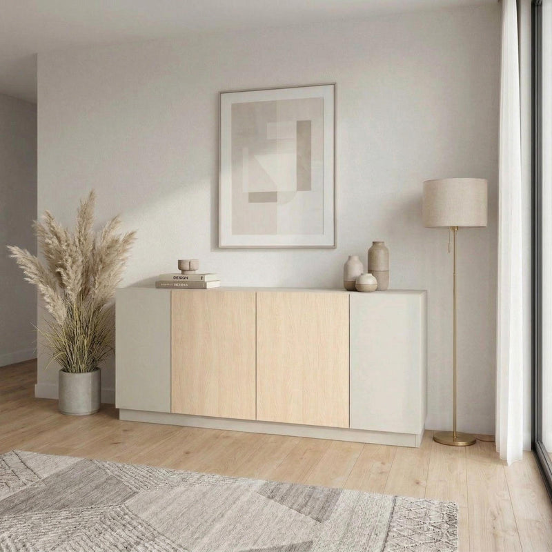 Victor Console Sideboard 4 Doors Sandstone Sonoma Oak White 170 x 42.1 x 80.3 cm