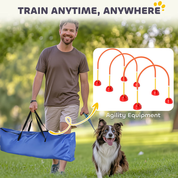 PawHut 4 Piece Dog Agility Training Equipment with Carry Bag, Orange