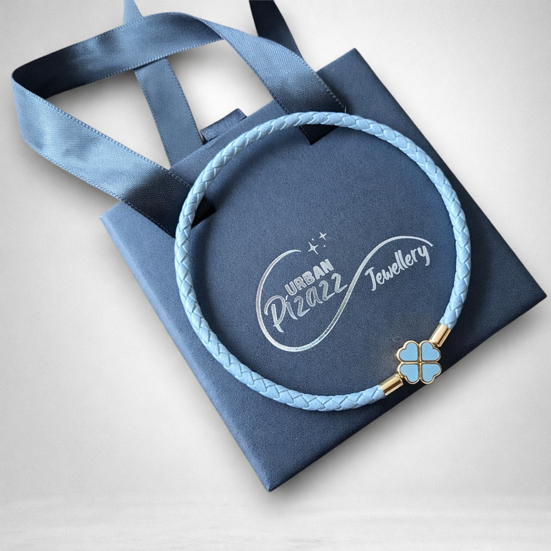 Baby Blue Clover Charm Bracelet