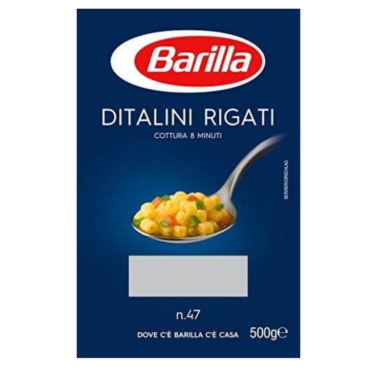 Barilla Ditalini Rigati No. 47 Italian Pasta, 500g Box Pack