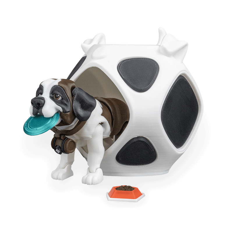 Bernie the St. Bernard – 3D Printed Dog Figurine | Optional Doghouse Set | Waggle Tails – Second Bark Collection