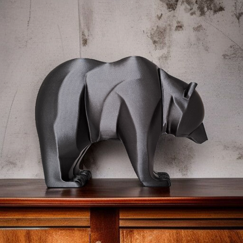 Sculpture #22 | Minimalist Curved Bear Sculpture | Strong, Pensive Art Decor