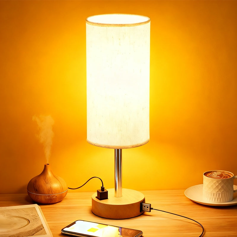 3 Way Dimmable Bedside Table Lamp with USB A & C Charging UK Plug Adjustable