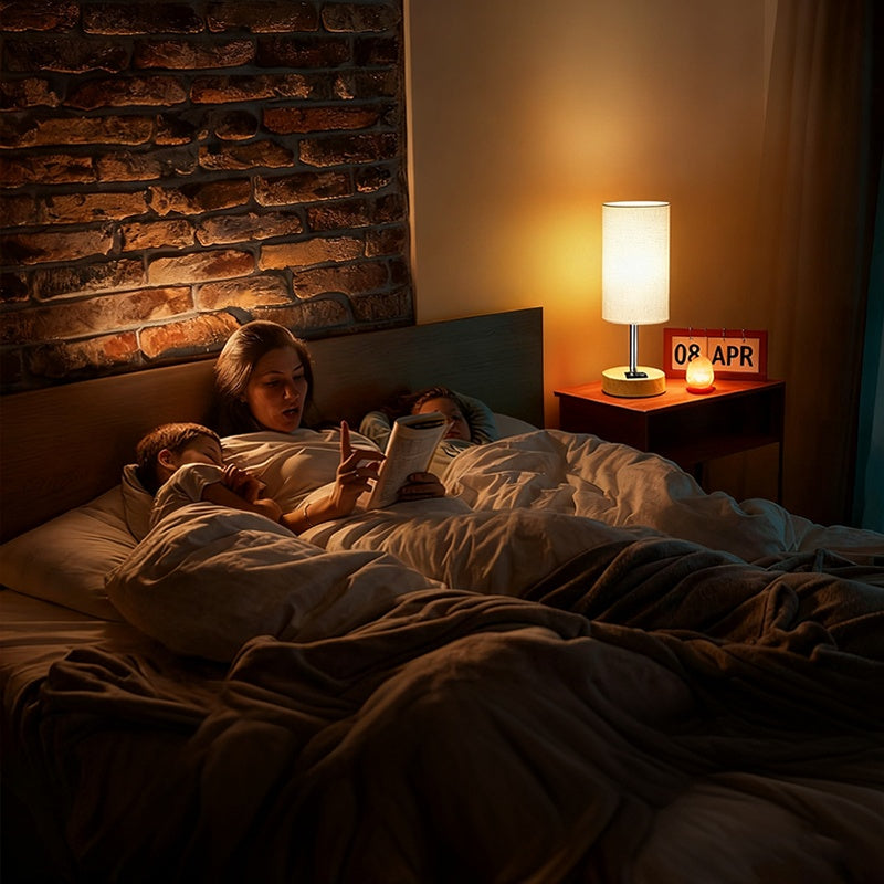 3 Way Dimmable Bedside Table Lamp with USB A & C Charging UK Plug Adjustable