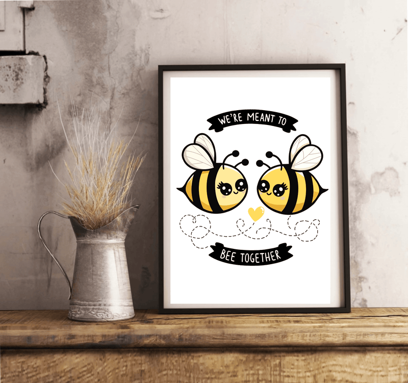 We’re Meant to Bee Together – Cute Bee Couple Art Print