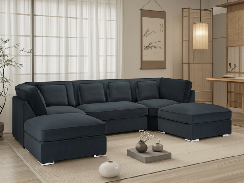 Belgravia  U-Shape Corner Sofa: Plush Velvet, Modular, Family Living