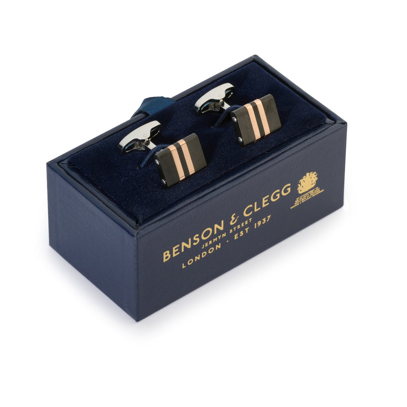 Stratos Cufflinks In Rose Gold & Black