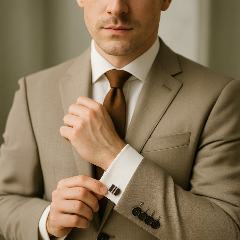 Stratos Cufflinks In Rose Gold & Black