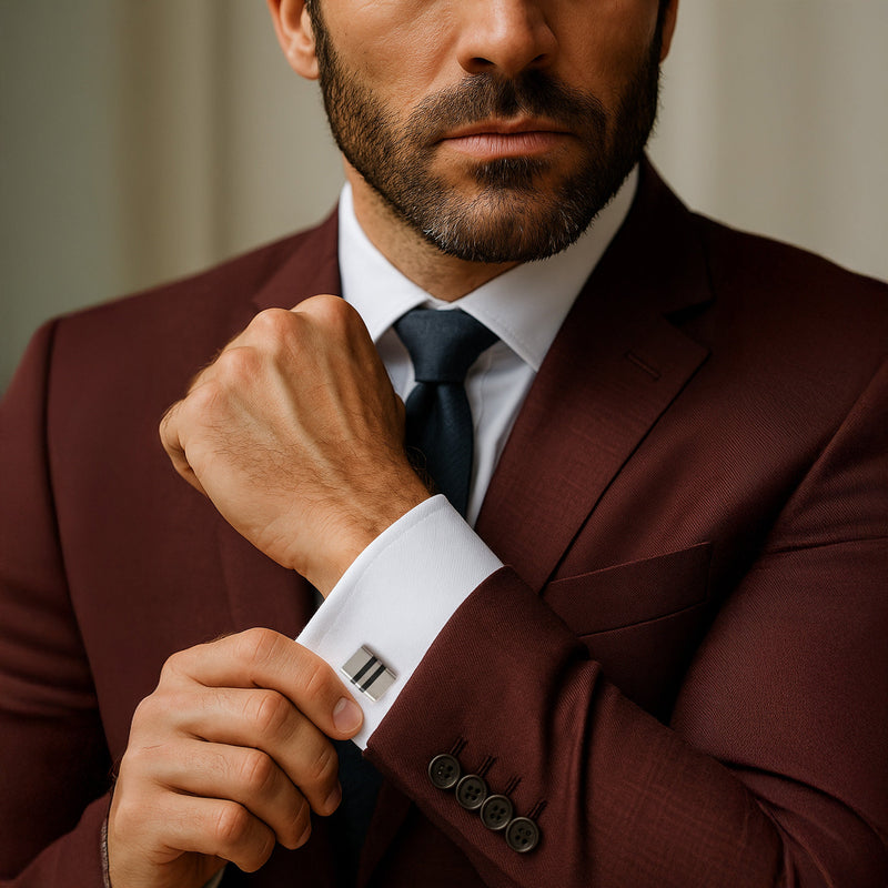 Stratos Cufflinks In Steel & Onyx