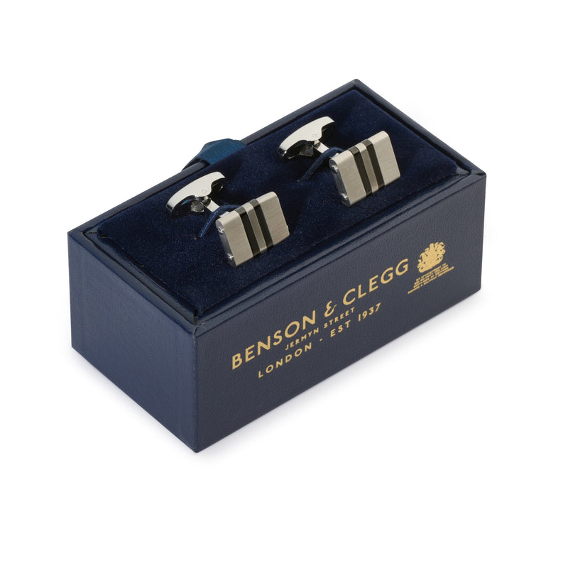 Stratos Cufflinks In Steel & Onyx