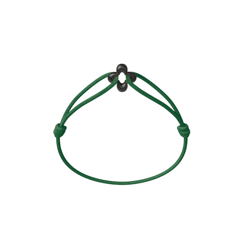 Mini Black Clover Cord Bracelet
