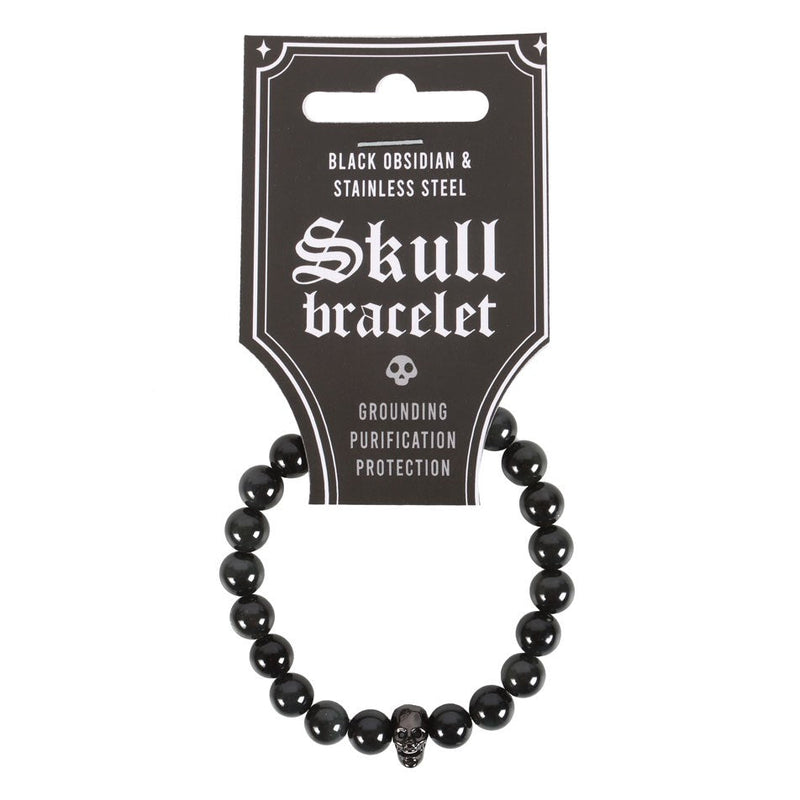 Gothic Gifts Black Obsidian Skull Bracelet